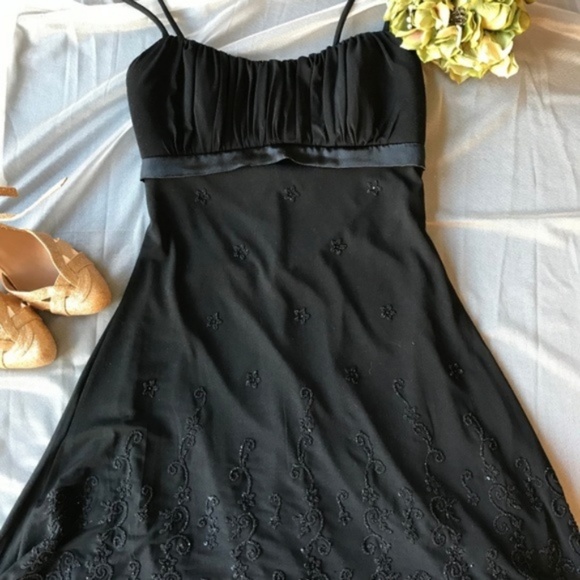 Ruby Rox Dresses & Skirts - Black Beaded Spaghetti Strap Cocktail Dress